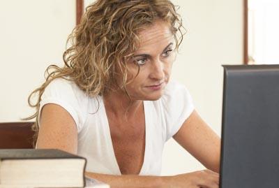 Woman searching online for a flexible career