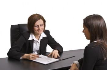 Woman asking questions during interview