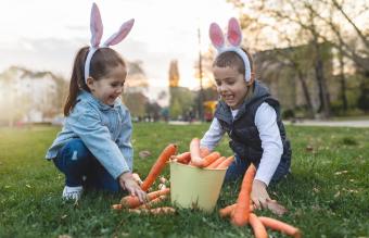 siblings playing on a sunny day in a park