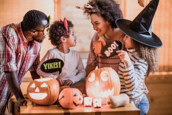 Happy family enjoying Halloween