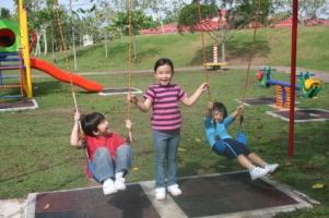 Three children play happily