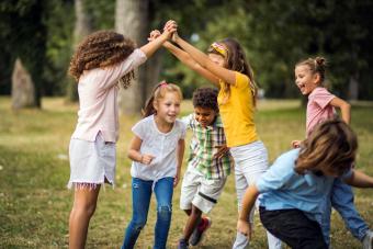 children playing together outside
