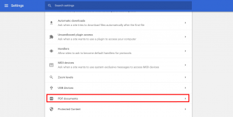 Google Chrome PDF settings