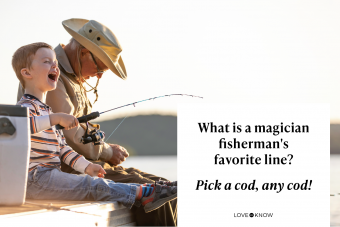 Grandfather and Grandson Fishing At Sunset in Summer