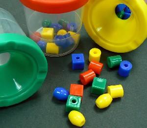 Buckets of beads for preschool education