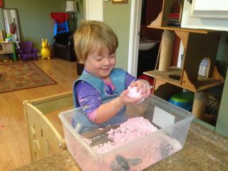 Playing with foam dough