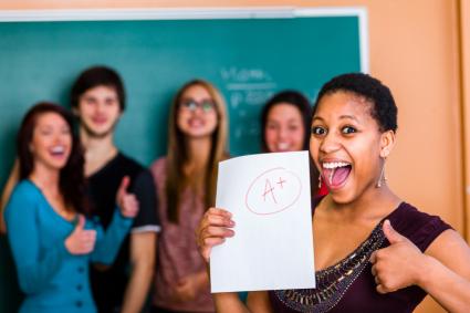 Successful student with A paper