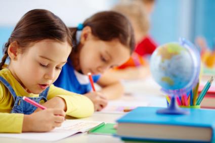 Child taking school test
