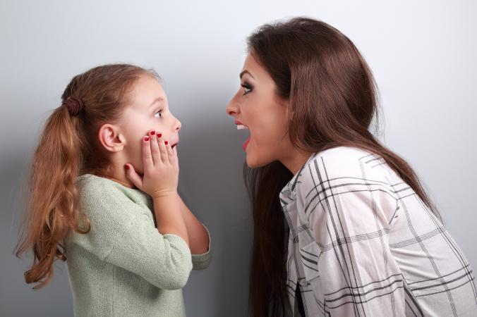 Excited mother and child