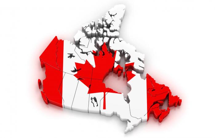 Canada map and flag