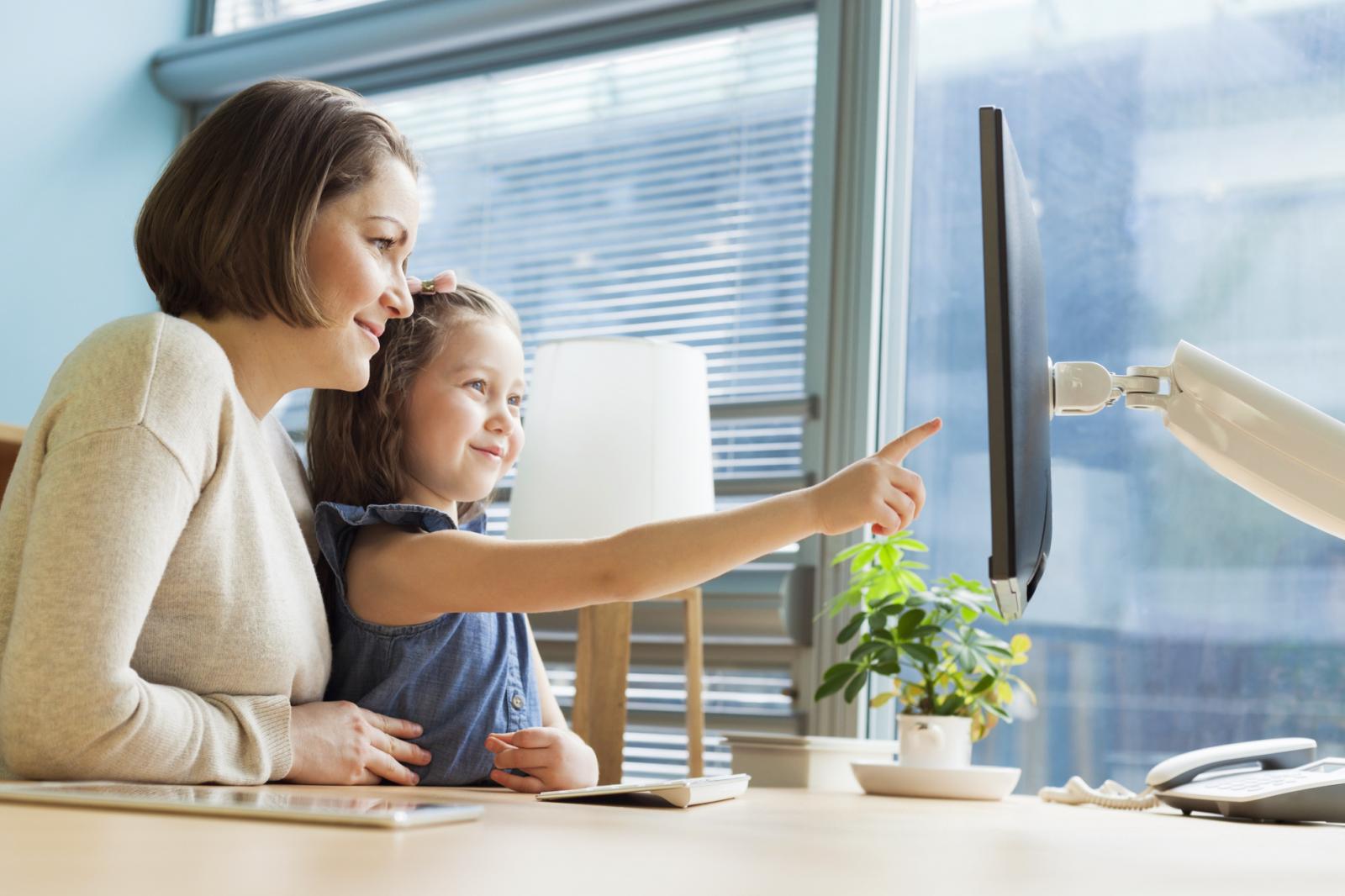 Mother and daughter at work