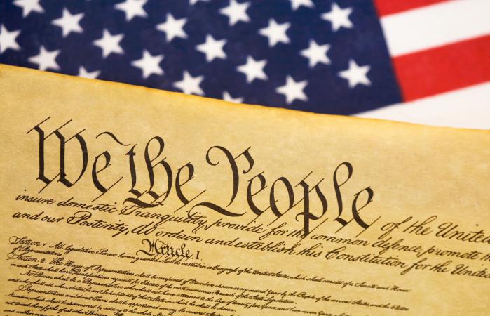 Constitution with USA flag