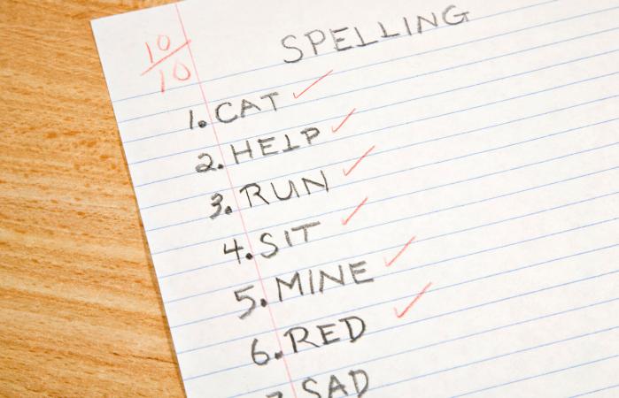 A spelling test with a perfect score