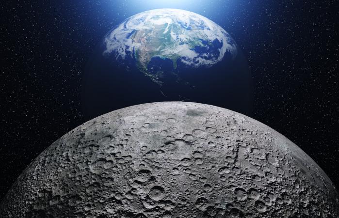 Moon and planet earth