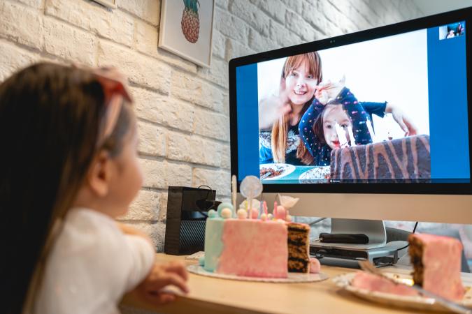 Video conference for kids celebrating birthday