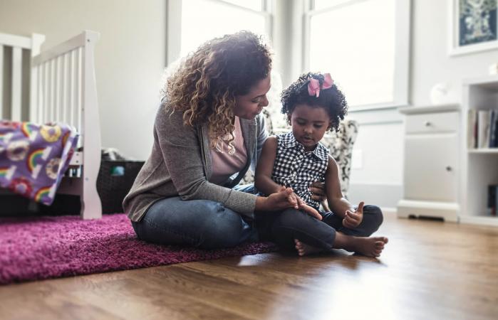 Mother and daughter talking