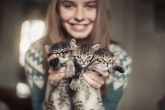 Woman holding kittens 