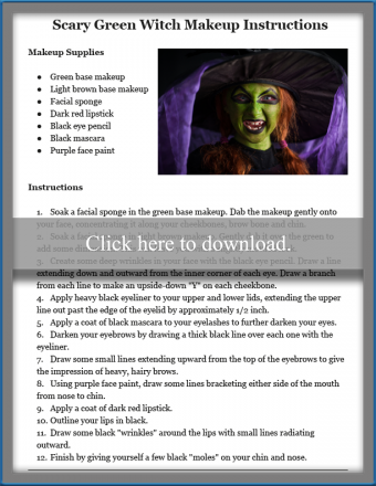 Scary Green Witch Makeup Instructions