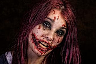 Young woman in zombie makeup