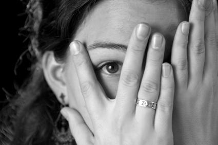woman hiding