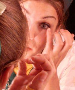 Girl beginning Greek Goddess makeup