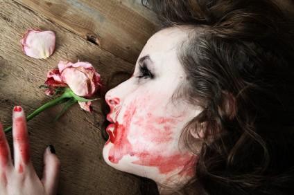 Woman acting dead