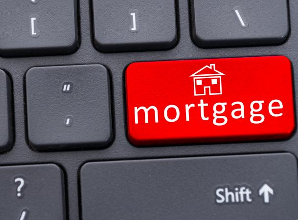 Red "mortgage" key on laptop keyboard