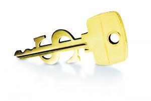 House key cut in dollar sign shape