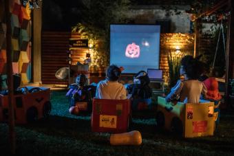 Backyard halloween movie night