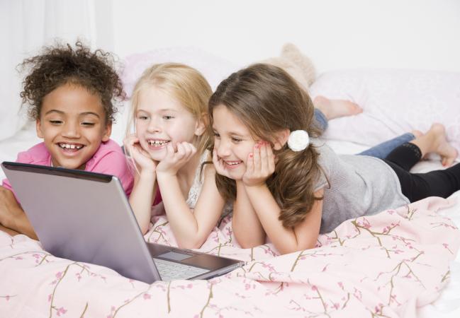 Girls watching online entertainment