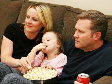 family watching movie