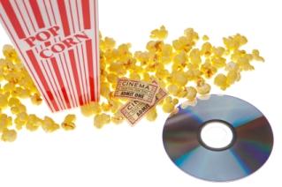dvd and popcorn