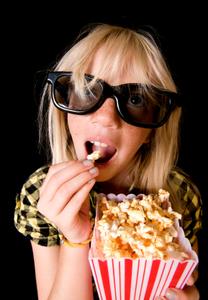 girl watching a movie
