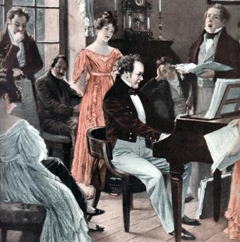 Franz Schubert playing for friends