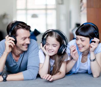 Family listening to music