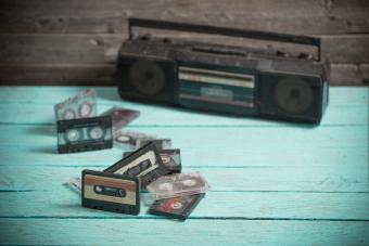boombox and tapes