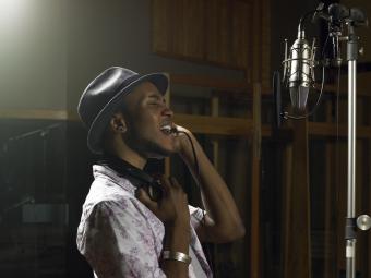 Young man singing