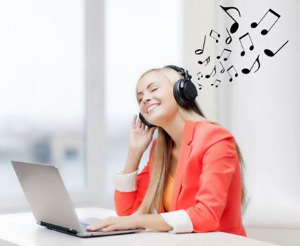 woman listening to music