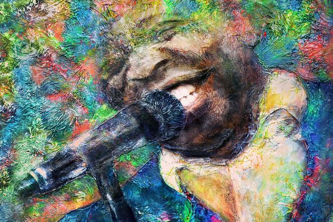 Artistic image of a rhythm and blues singer