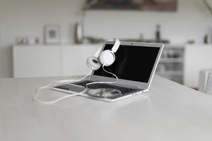 headphones and CD on tabletop