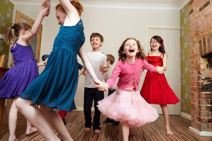 Kids dancing at birthday party