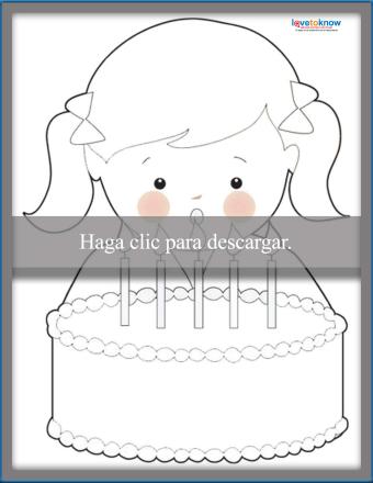 Página de colorear de niña cumpleañera