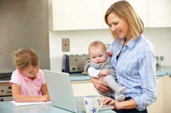 Mom shopping online for kid's clothing