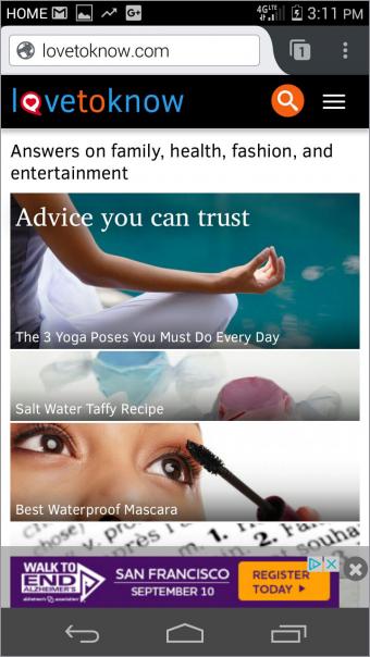 Screenshot of Firefox search on lovetoknow.com on Android phone