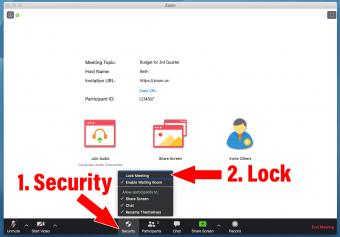 Setting up Security measures to Lock a Zoom meeting