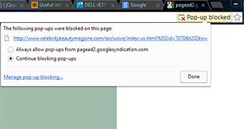 Chrome pop up blocker