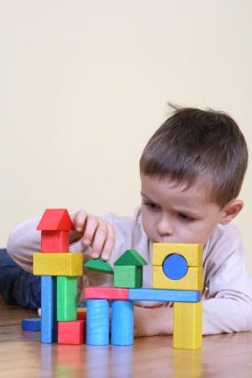 child playing with blocks