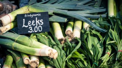 Biodynamically-raised leeks