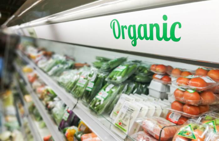 organic section in grocery store