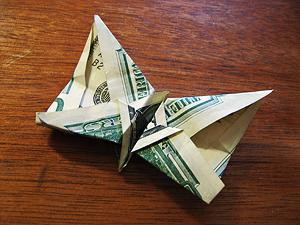 Folded 50 dollar bill butterfly